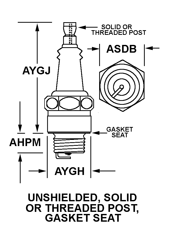 UNSHIELDED,SOLID OR THREADED POST,GASKET SEAT style nsn 2920-01-623-1064