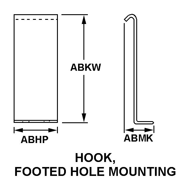 HOOK, FOOTED HOLE MOUNTING style nsn 5999-00-372-5709