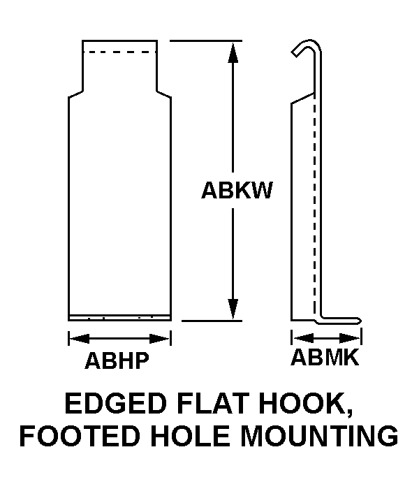 EDGED FLAT HOOK, FOOTED HOLE MOUNTING style nsn 6160-01-556-6353