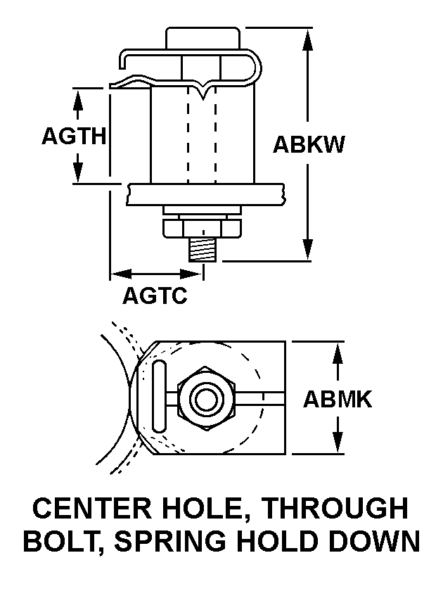 CENTER HOLE, THROUGH BOLT, SPRING HOLD DOWN style nsn 5960-00-273-2411