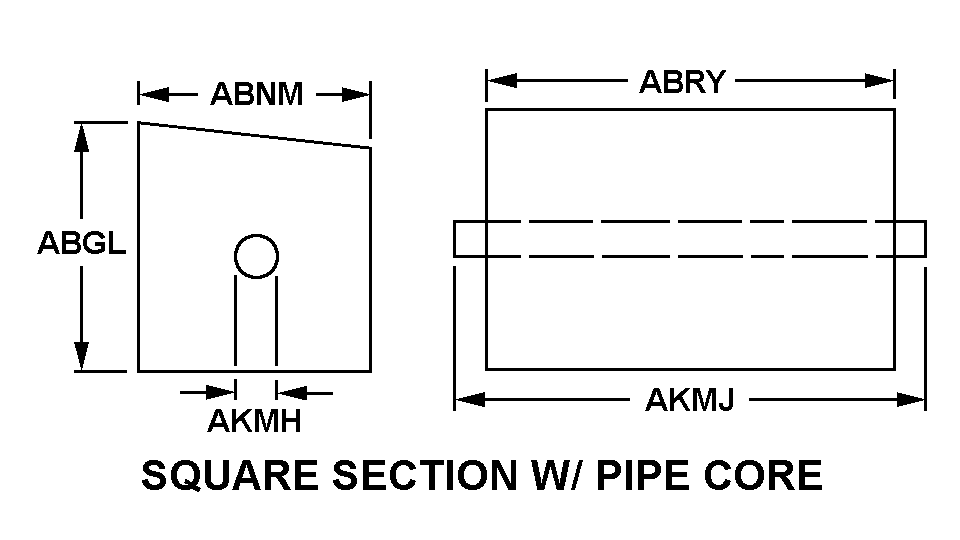 SQUARE SECTION WITH PIPE CORE style nsn 5342-01-503-6968