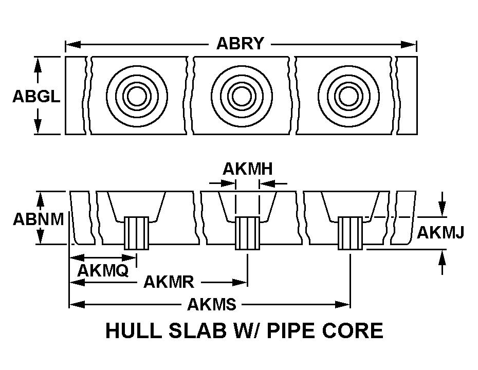 HULL SLAB WITH PIPE CORE style nsn 5342-01-522-5658