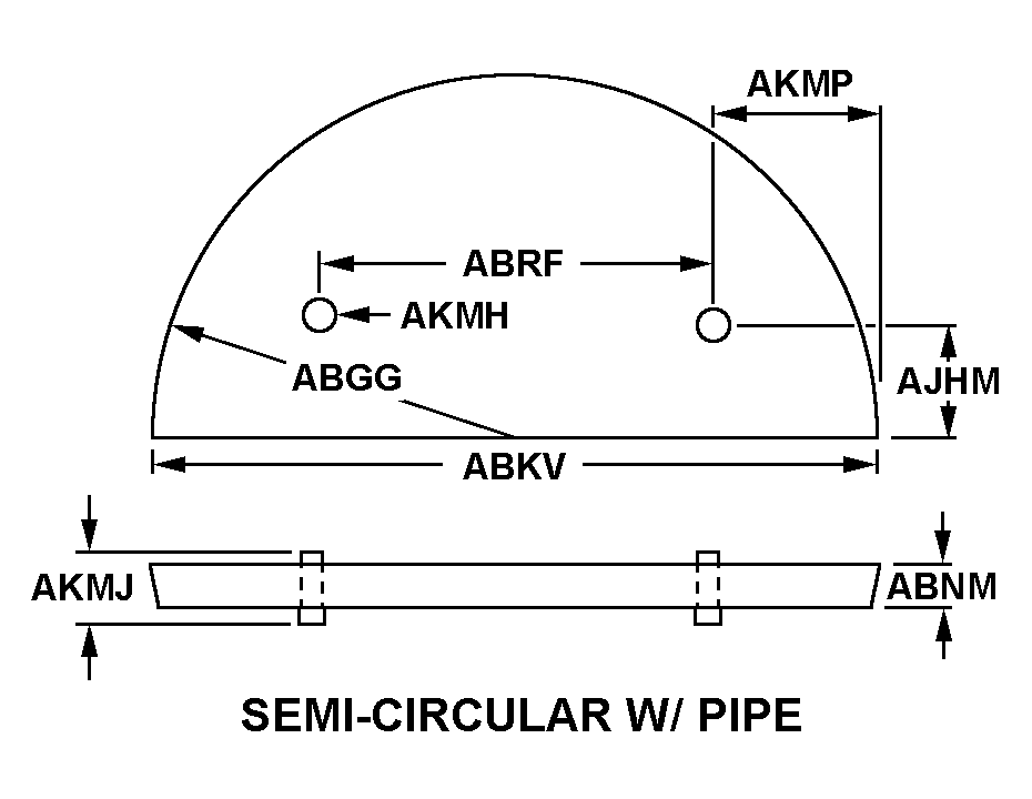 SEMI-CIRCULAR WITH PIPE style nsn 5342-00-702-1665