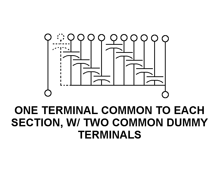 ONE TERMINAL COMMON TO EACH SECTION, W/T WO COMMON DUMMY TERMINALS style nsn 5910-01-174-6714