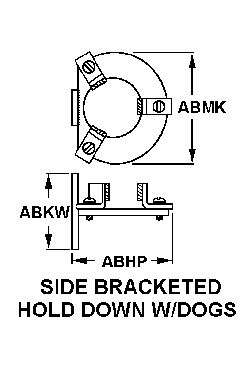 SIDE BRACKETED HOLD DOWN WITH DOGS style nsn 6220-01-519-2892