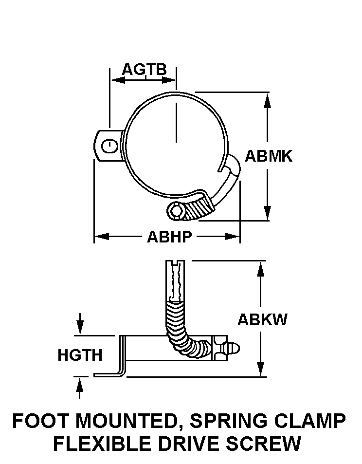 FOOT MOUNTED, SPRING CLAMP FLEXIBLE DRIVE SCREW style nsn 5960-00-617-5124