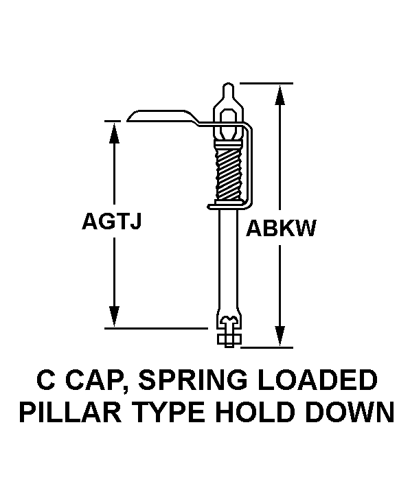 C CAP, SPRING LOADED, PILLAR TYPE HOLD DOWN style nsn 5960-00-295-8500