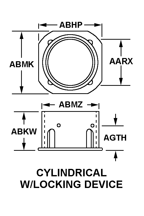CYLINDRICAL W/LOCKING DEVICE style nsn 5999-00-264-7932