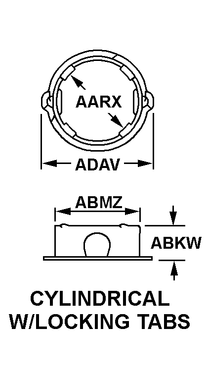 CYLINDRICAL W/LOCKING TABS style nsn 5935-00-491-9892