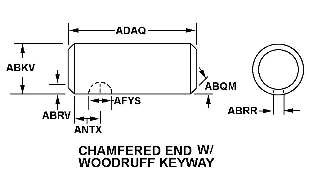 CHAMFERED END W/WOODRUFF KEYWAY style nsn 4310-00-277-3455