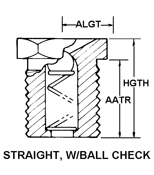 STRAIGHT, W/BALL CHECK style nsn 4730-00-202-8050