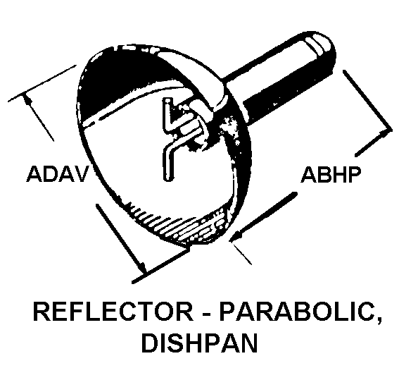 REFLECTOR-PARABOLIC, DISHPAN style nsn 5985-00-228-2502