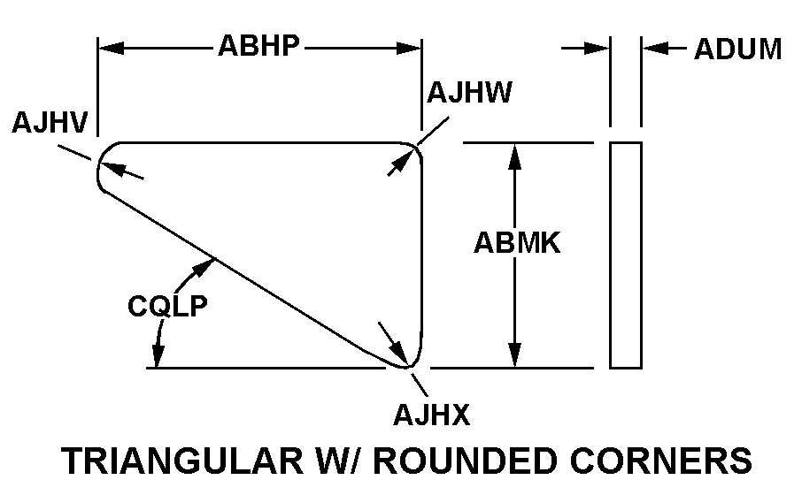 TRIANGULAR WITH ROUNDED CORNERS style nsn 9330-00-136-4693