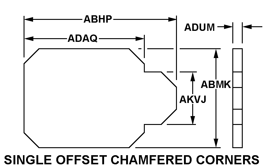 SINGLE OFFSET CHAMFERED CORNERS style nsn 9340-00-440-0701