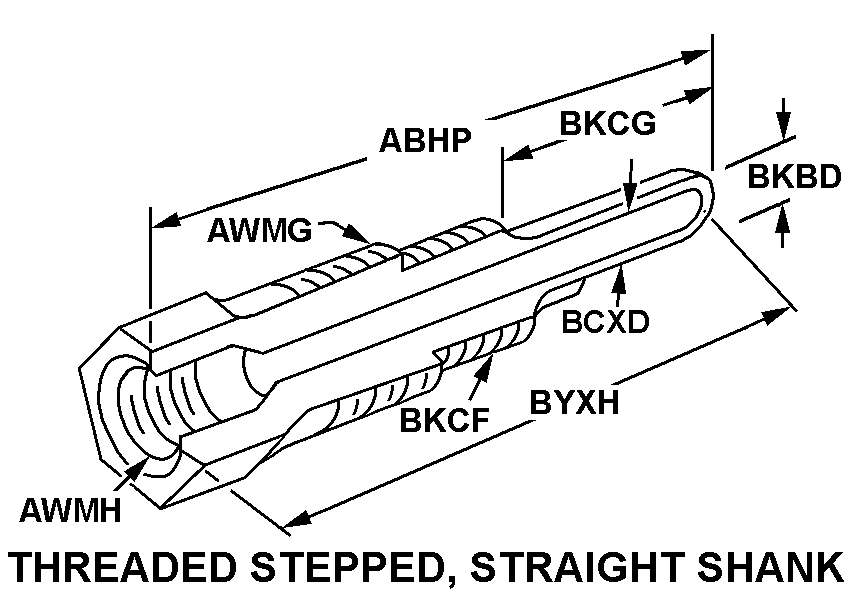 THREADED STEPPED, STRAIGHT SHANK style nsn 6685-00-543-1393