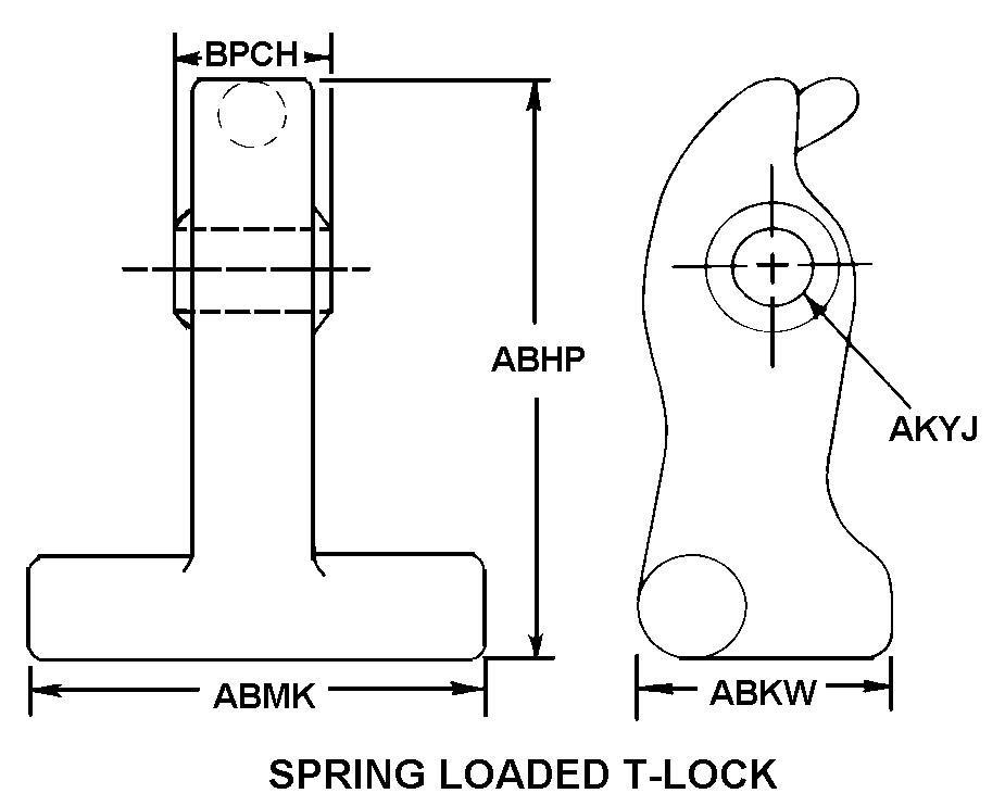 SPRING LOADED T-LOCK style nsn 2540-01-519-0497