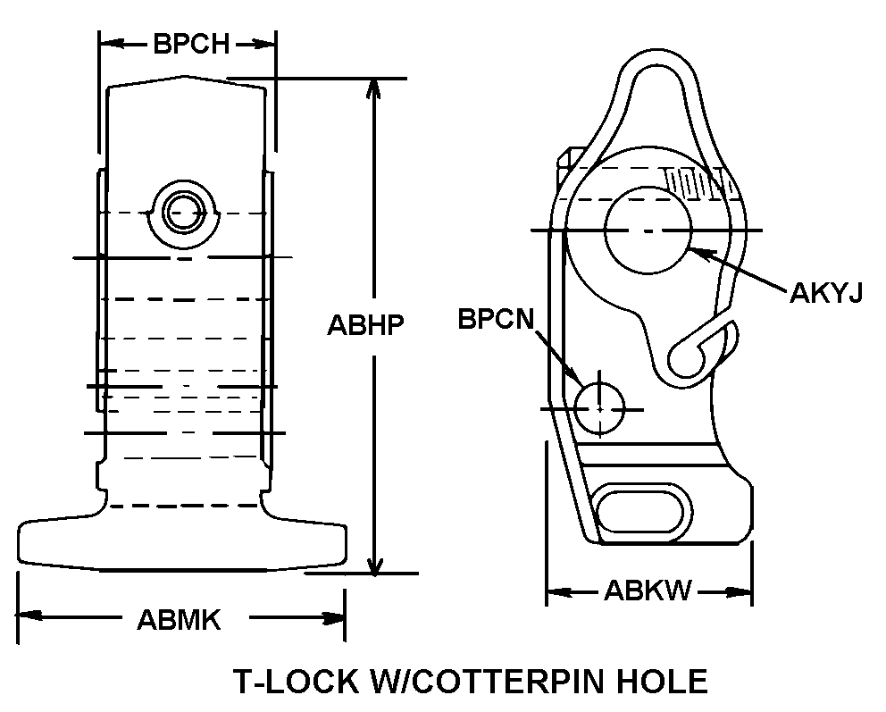 T-LOCK W/COTTERPIN HOLE style nsn 2540-00-287-8224