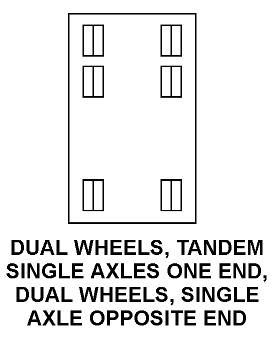 DUAL WHEELS, TANDEM SINGLE AXLES ONE END , DUAL WHEELS SINGLE AXLE, OPPOSITE END style nsn 3810-01-223-1356