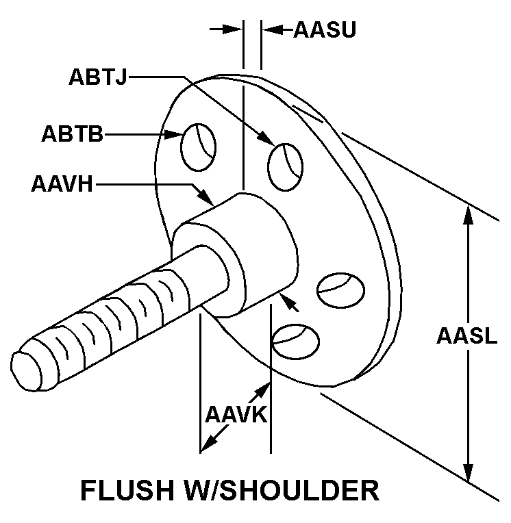 FLUSH W/ SHOULDER style nsn 5307-01-050-6310