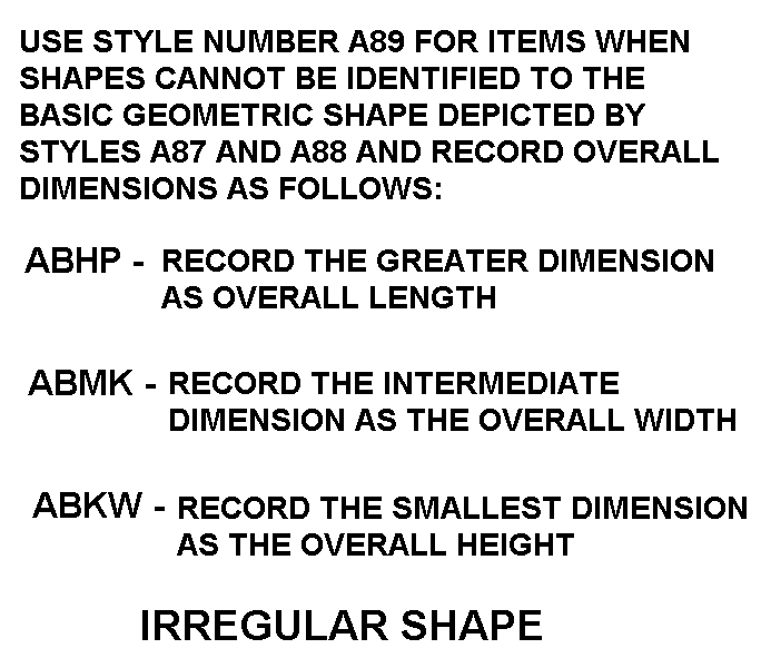 IRREGULAR SHAPE style nsn 5999-00-113-1996