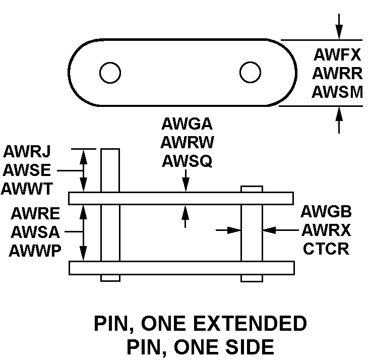 PIN, ONE EXTENDED PIN, ONE SIDE style nsn 3020-00-600-8502