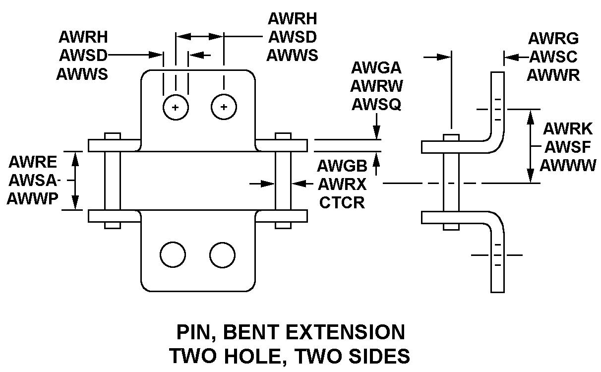 PIN, BENT EXTENSION TWO HOLES, TWO SIDES style nsn 3020-01-270-5861