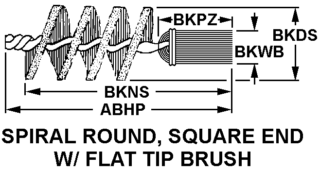 SPIRAL ROUND, SQUARE END W/ FLAT TIP BRUSH style nsn 1015-00-723-1168