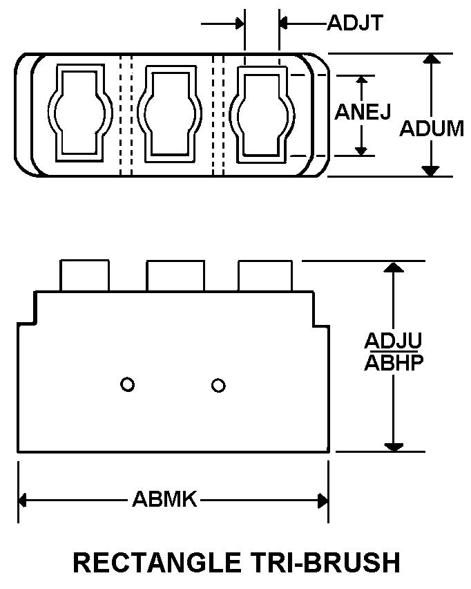 RECTANGLE TRI-BRUSH style nsn 5977-01-382-7759