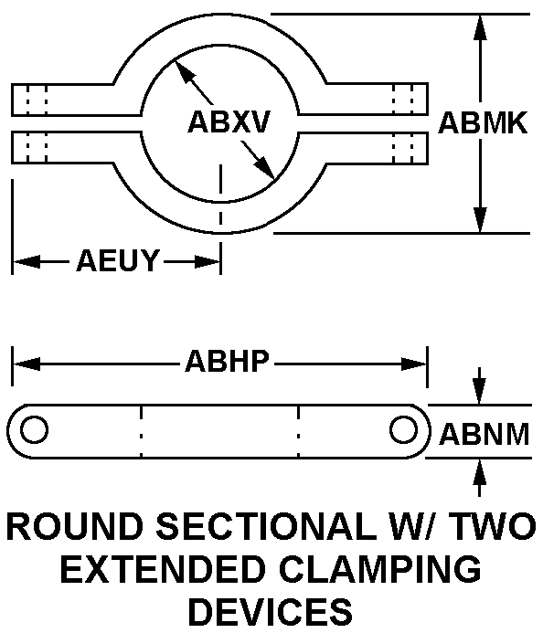 ROUND SECTIONAL W/TWO EXTENDED CLAMPING DEVICES style nsn 3040-00-032-4669