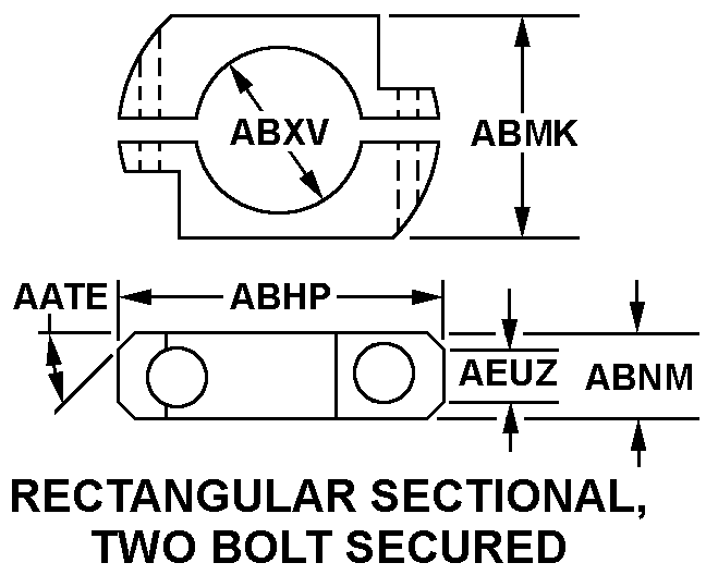 RECTANGULAR SECTIONAL, TWO BOLT SECURED style nsn 3040-01-462-8657