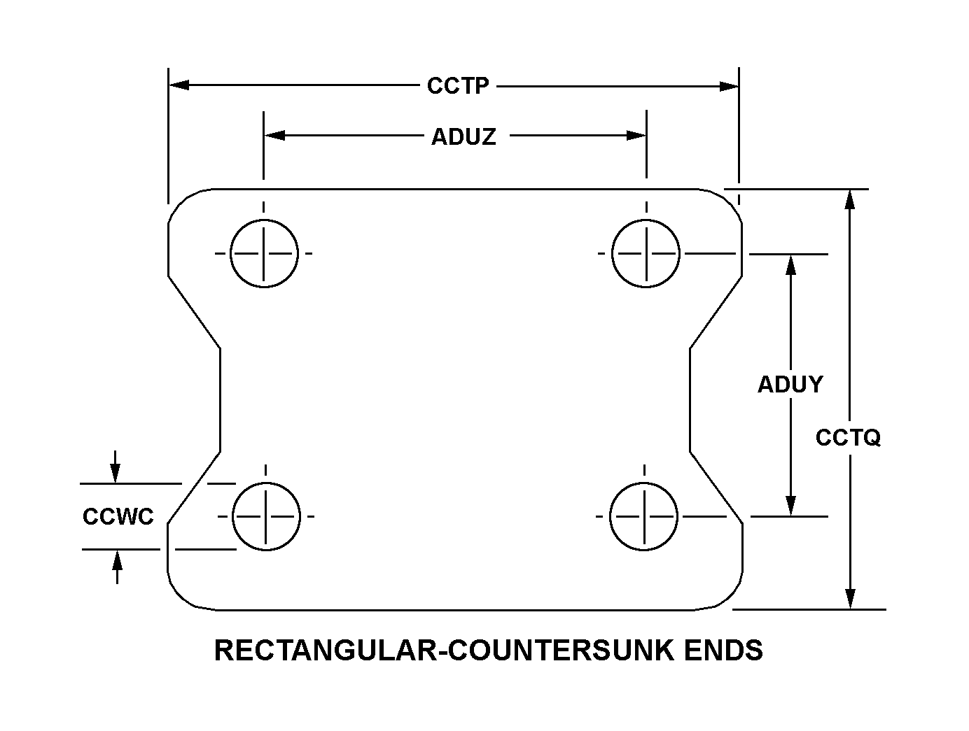 RECTANGULAR-COUNTERSUNK ENDS style nsn 5340-01-003-7688