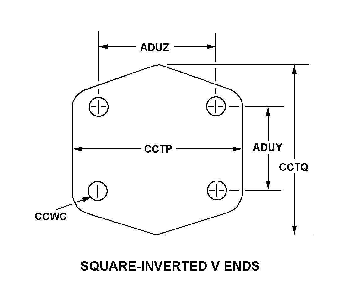 SQUARE-INVERTED V ENDS style nsn 5340-00-269-0707