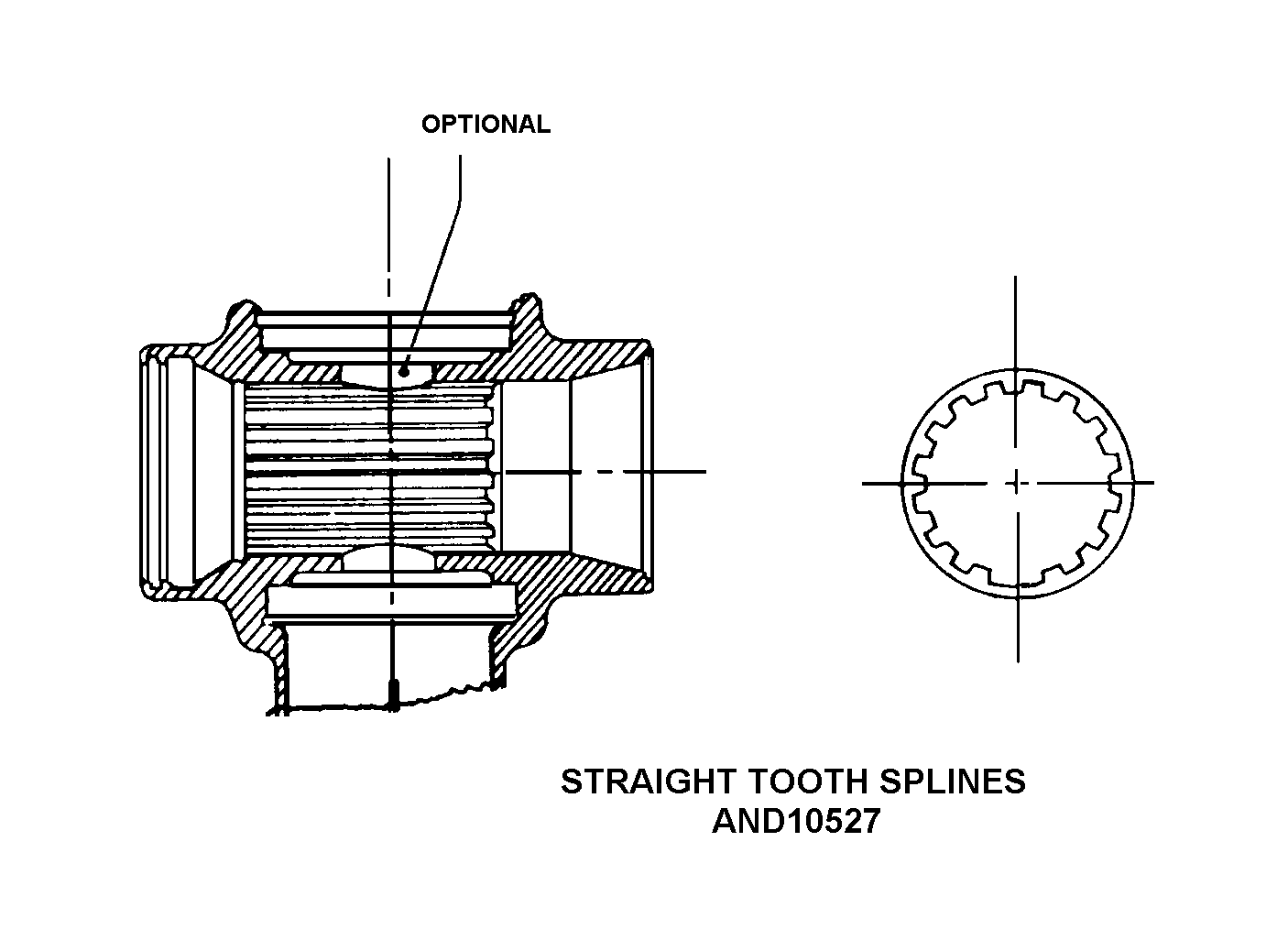 STRAIGHT TOOTH SPLINES AND10527 style nsn 1610-00-201-9809