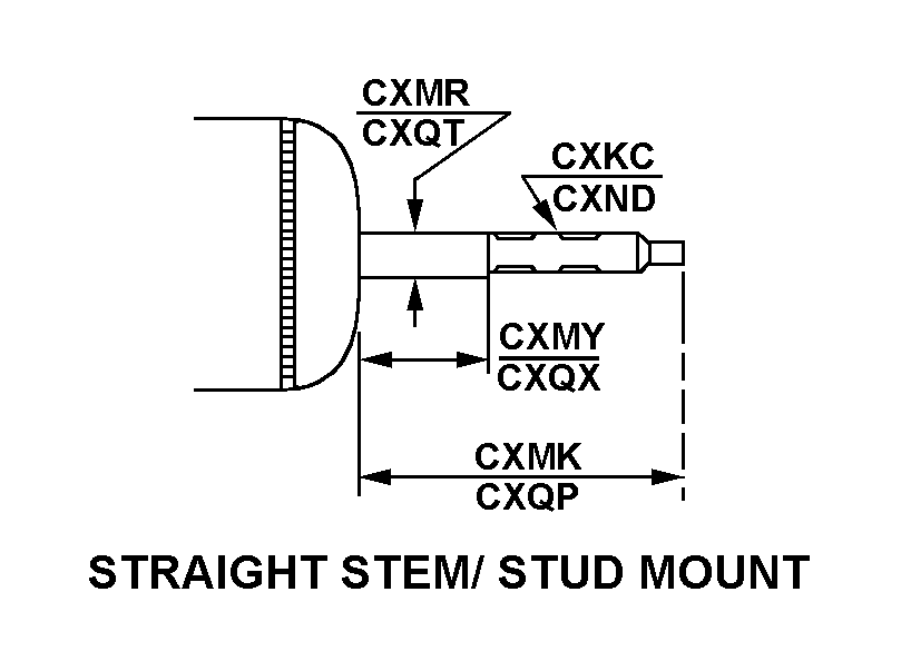 STRAIGHT STEM/STUD MOUNT style nsn 2510-00-872-9341