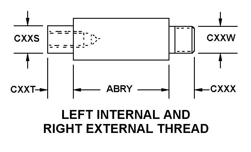 LEFT INTERNAL AND RIGHT EXTERNAL THREAD style nsn 5340-00-167-0924