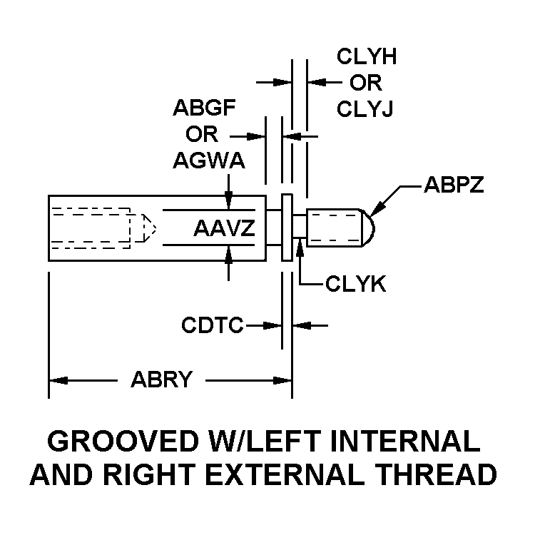 GROOVED W/ LEFT INTERNAL AND RIGHT EXTERNAL THREAD style nsn 5340-00-188-7366