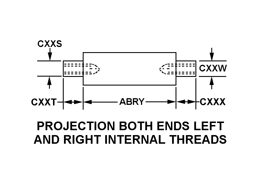 PROJECTION BOTH ENDS LEFT AND RIGHT INTERNAL THREADS style nsn 5340-01-016-0817