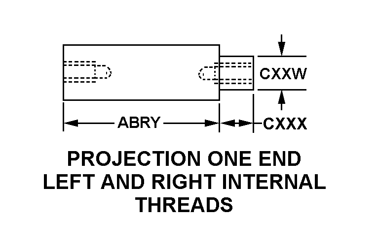 PROJECTION ONE END LEFT AND RIGHT INTERNAL THREADS style nsn 5340-00-012-7821