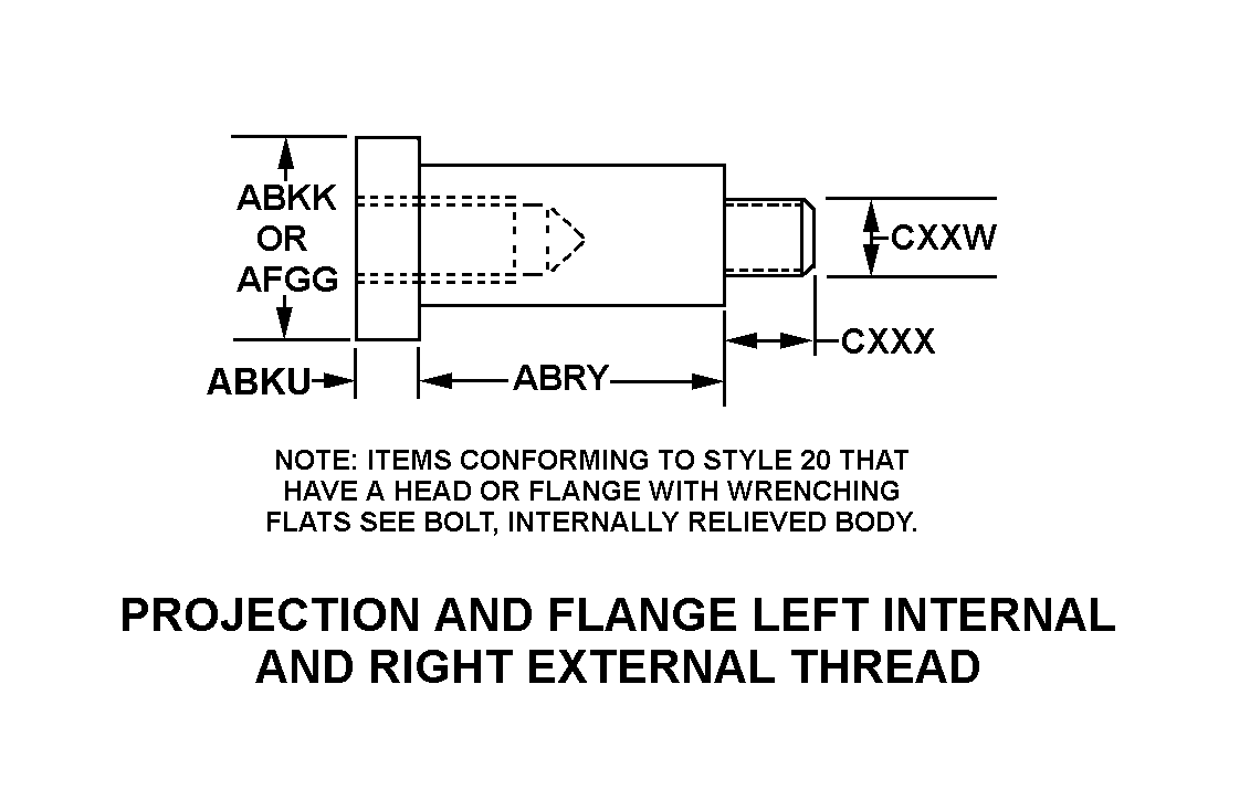 PROJECTION AND FLANGE LEFT INTERNAL AND RIGHT EXTERNAL THREAD style nsn 5340-01-013-3137
