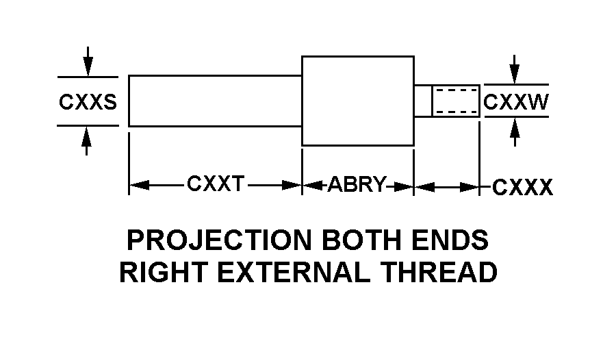 PROJECTION BOTH ENDS RIGHT EXTERNAL THREAD style nsn 5340-01-493-6194