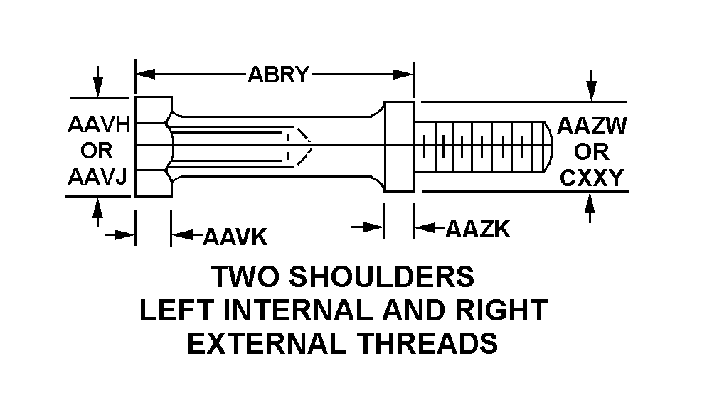 TWO SHOULDERS LEFT INTERNAL AND RIGHT EXTERNAL THREADS style nsn 5340-01-555-9378