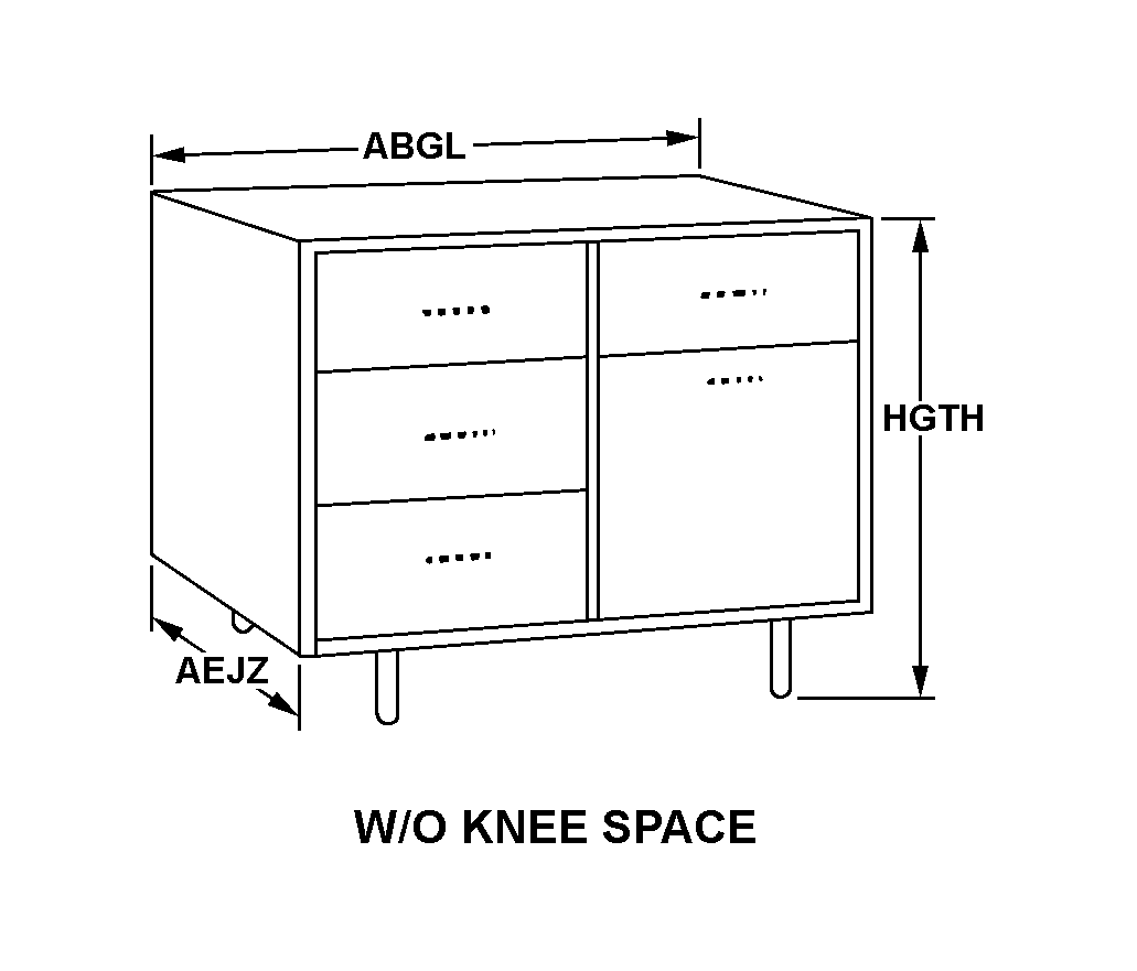 W/O KNEE SPACE style nsn 7110-00-407-7467