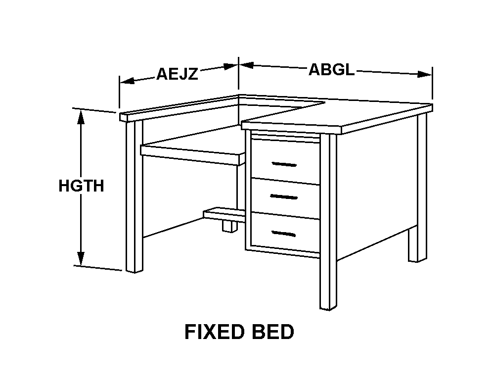 FIXED BED style nsn 7110-00-274-7019