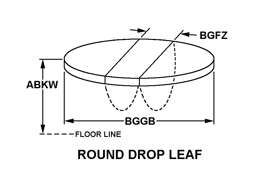 ROUND DROP LEAF style nsn 7105-00-527-6489