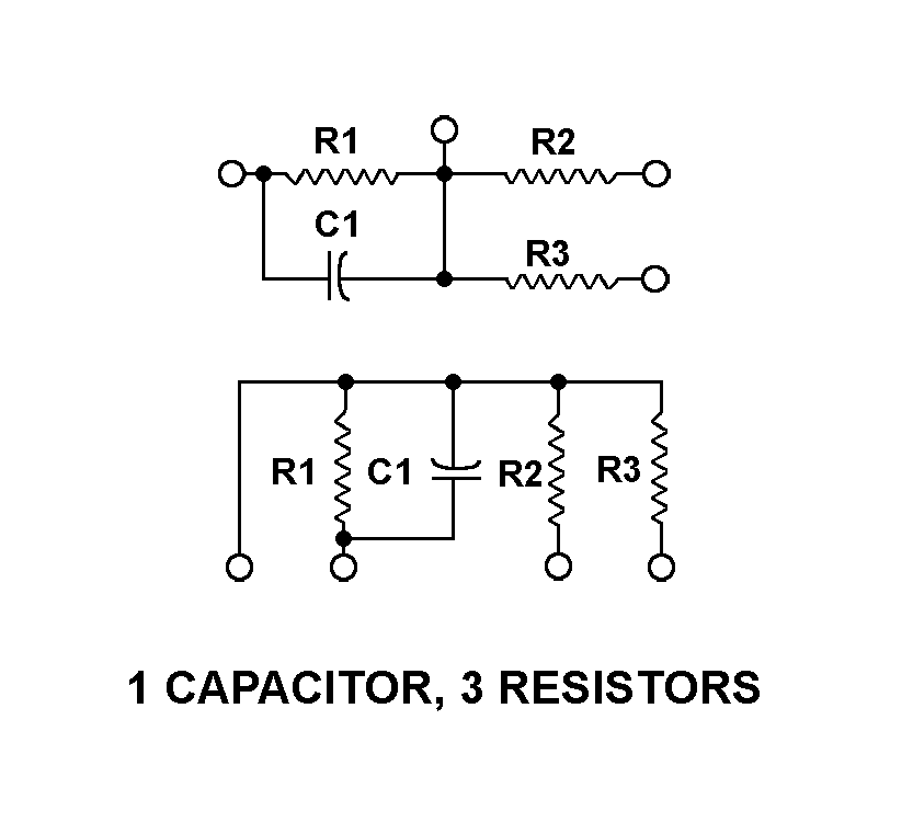 1 CAPACITOR, 3 RESISTORS style nsn 5915-01-332-3448