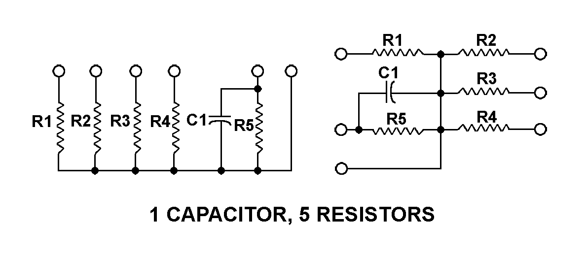 1 CAPACITOR, 5 RESISTORS style nsn 5915-01-331-4107