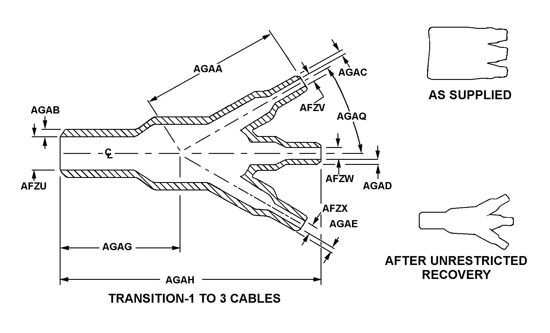 TRANSITION-1 TO 3 CABLES style nsn 5970-00-464-5892