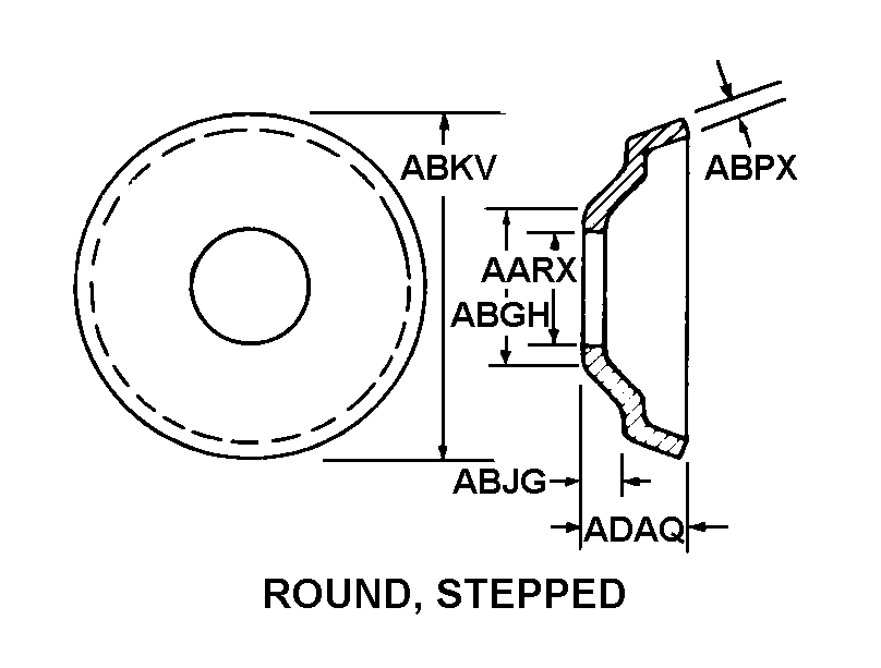 ROUND, STEPPED style nsn 4320-00-218-4175