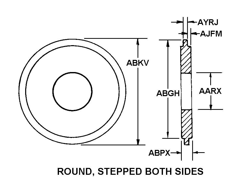 ROUND, STEPPED BOTH SIDES style nsn 2825-00-661-2204