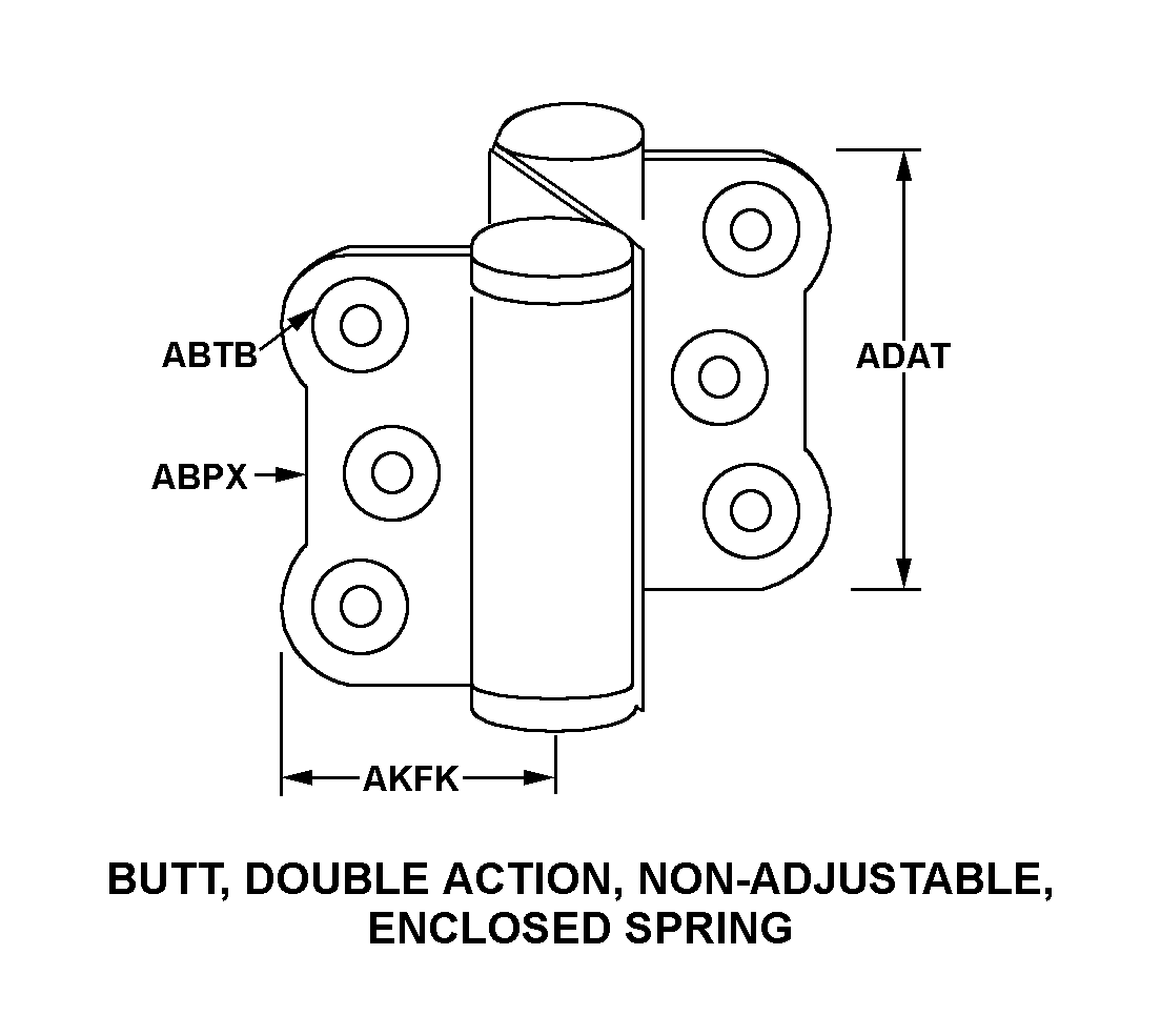 BUTT, DOUBLE ACTION, NON-ADJUSTABLE ENCLOSED SPRING style nsn 5340-00-530-7612